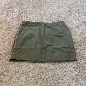 Nili Lotan Womens Mini Skirt‎ Green Khaki Frayed Cotton Cargo Size 0